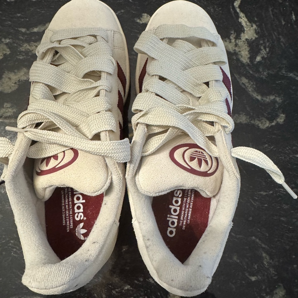 Adidas Beige and Burgundy Sneakers